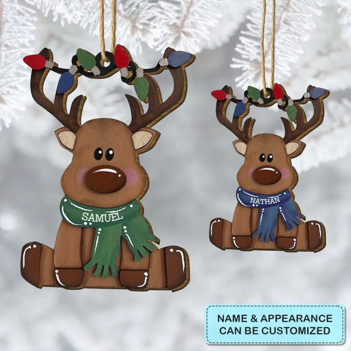 Reindeer Family - Personalized Custom Wood Ornament - Christmas Gift For Family, Family Members AGCVP003