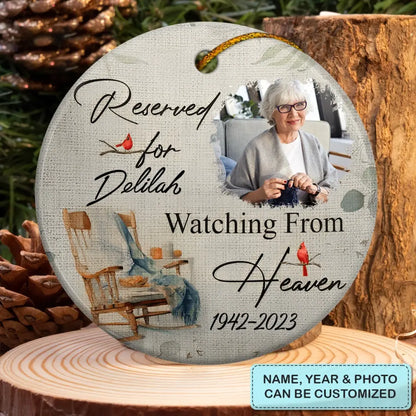 Watching From Heaven - Personalized Custom Ceramic Ornament - Christmas, Memorial Gift For Family Members