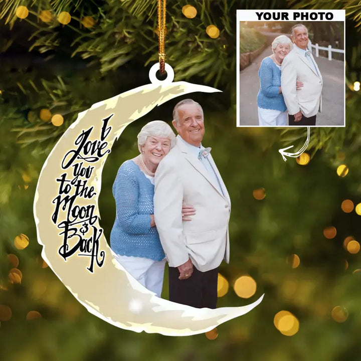 Personalized Photo Mica Ornament - Gift For Couple - I Love You To The Moon And Back ARND0014 AGCPD002