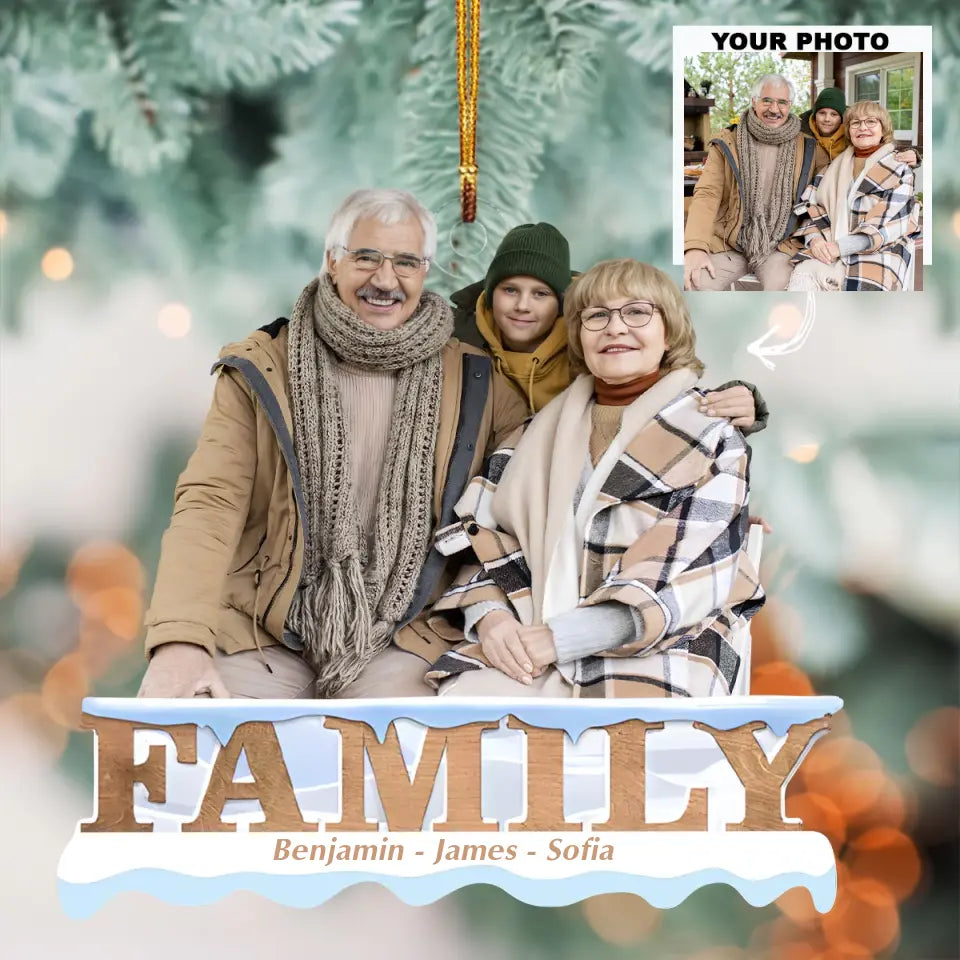 Family Custom Photo - Personalized Custom Photo Mica Ornament - Christmas Gift For Family, Family Members AGCDM023