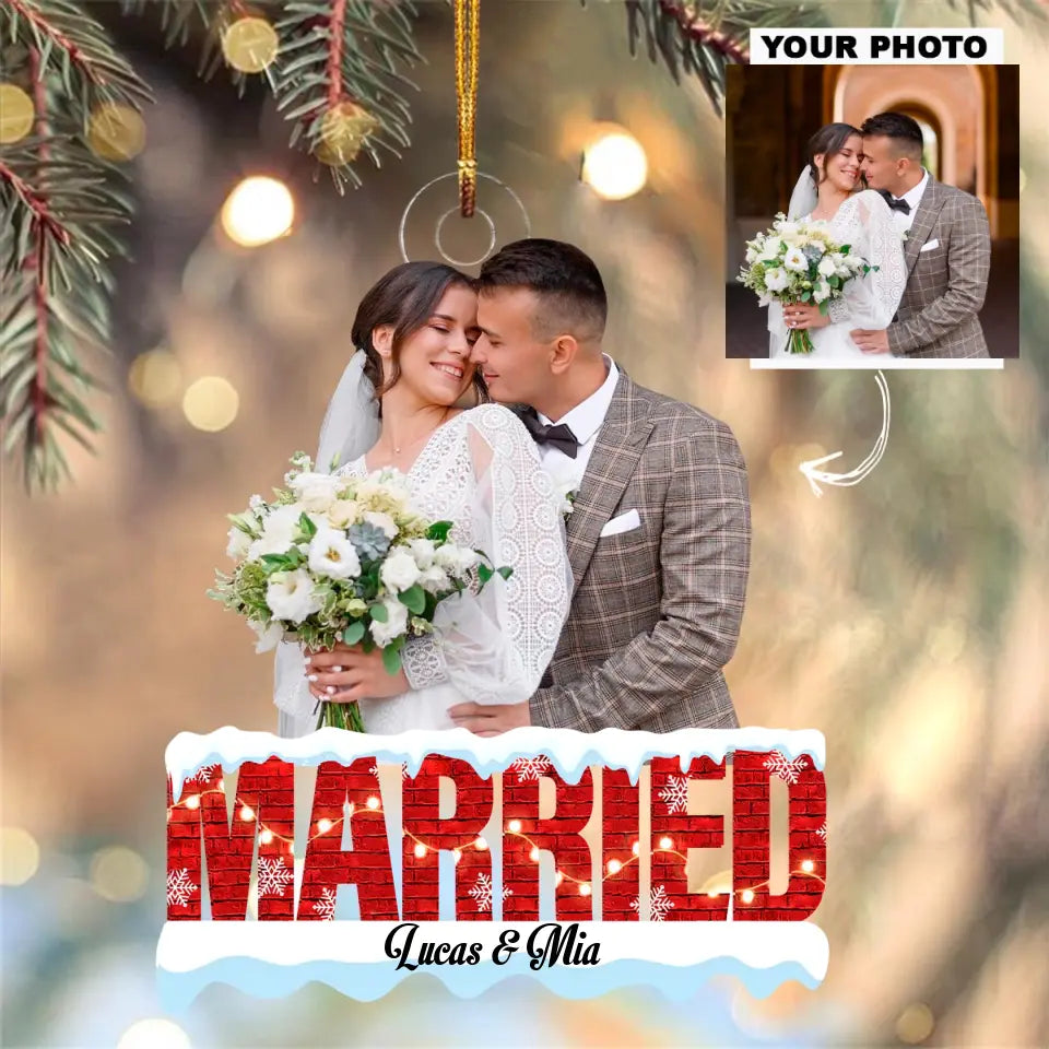 We Got Married - Personalized Custom Photo Mica Ornament - Wedding, Christmas Gift For Couple, Husband, Wife AGCDM025