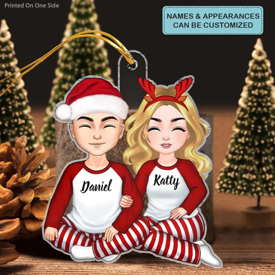Couple Sitting - Personalized Custom Mica Ornament - Christmas Gift For Couple, Husband, Wife CLA0HD010