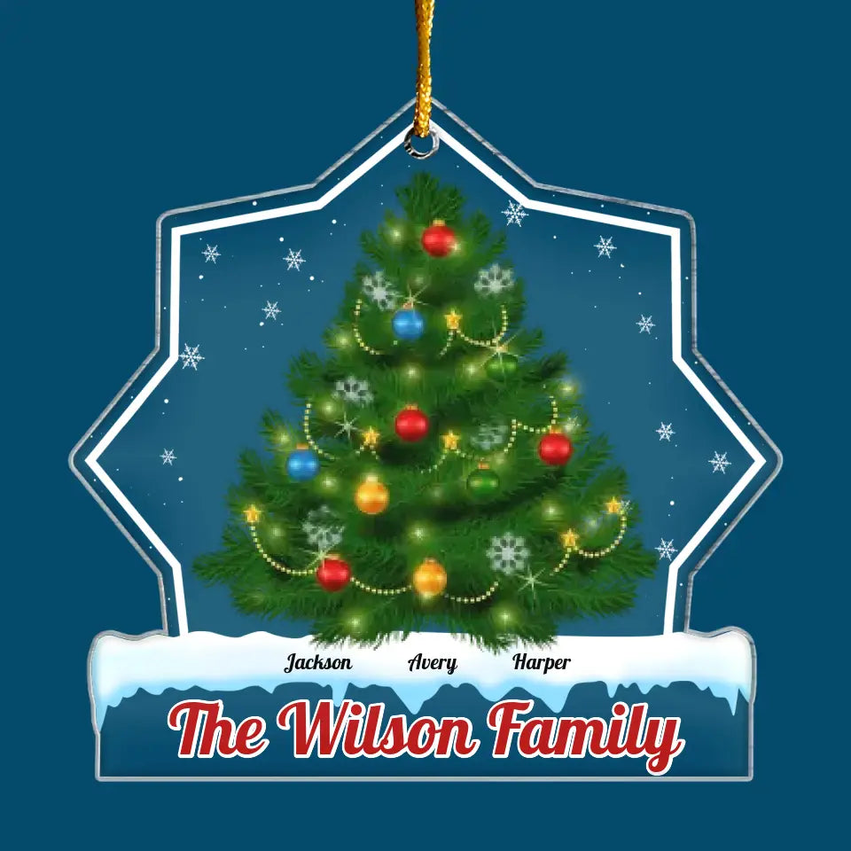 Family Around The Christmas Tree - Personalized Custom Mica Ornament - Christmas Gift For Family, Family Members
