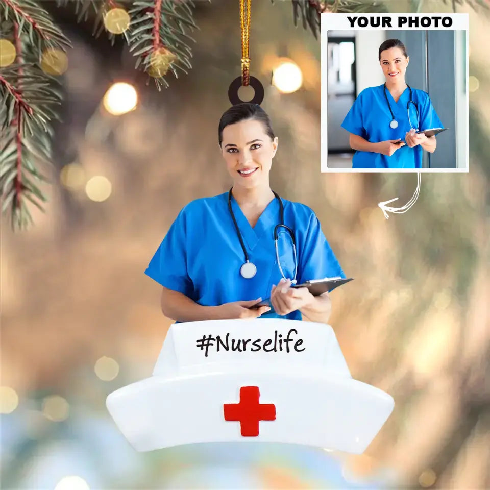 Personalized Photo Mica Ornament - Gift For Nurse - Best Nurse Ever ARND0014 AGCPD005