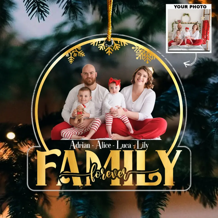 Family Snow Globe - Personalized Custom Mica Ornament - Christmas Gift For Family, Family Members AGCAD001