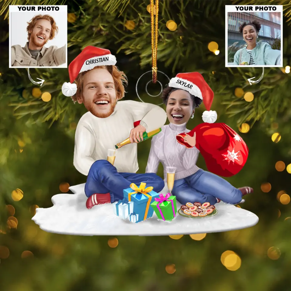 Our Love In Christmas - Personalized Custom Photo Mica Ornament - Christmas Gift For Couple, Boyfriend, Girlfriend AGCHT002