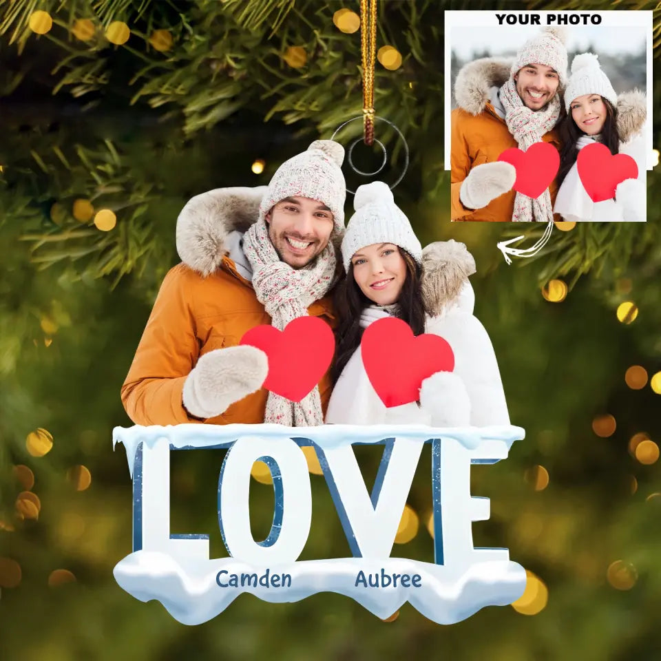 Love - Personalized Custom Photo Mica Ornament - Christmas Gift For Family, Family Members, Couple AGCDM014