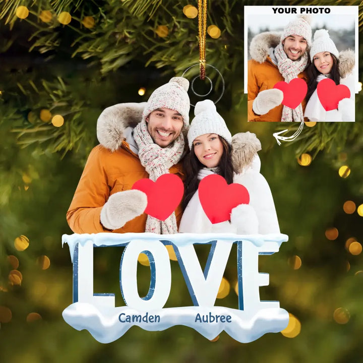 Love - Personalized Custom Photo Mica Ornament - Christmas Gift For Family, Family Members, Couple AGCDM014