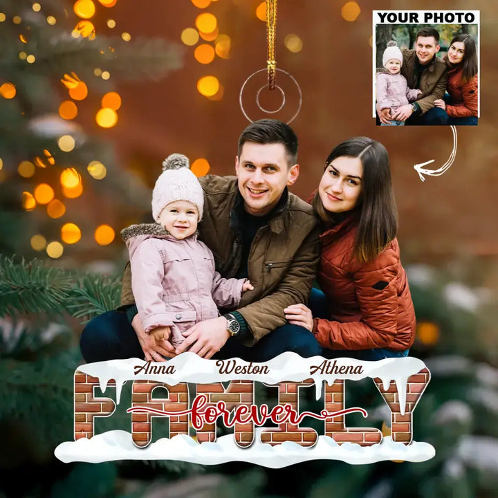 Family Forever - Personalized Custom Photo Mica Ornament - Christmas Gift For Family Members AGCDM020