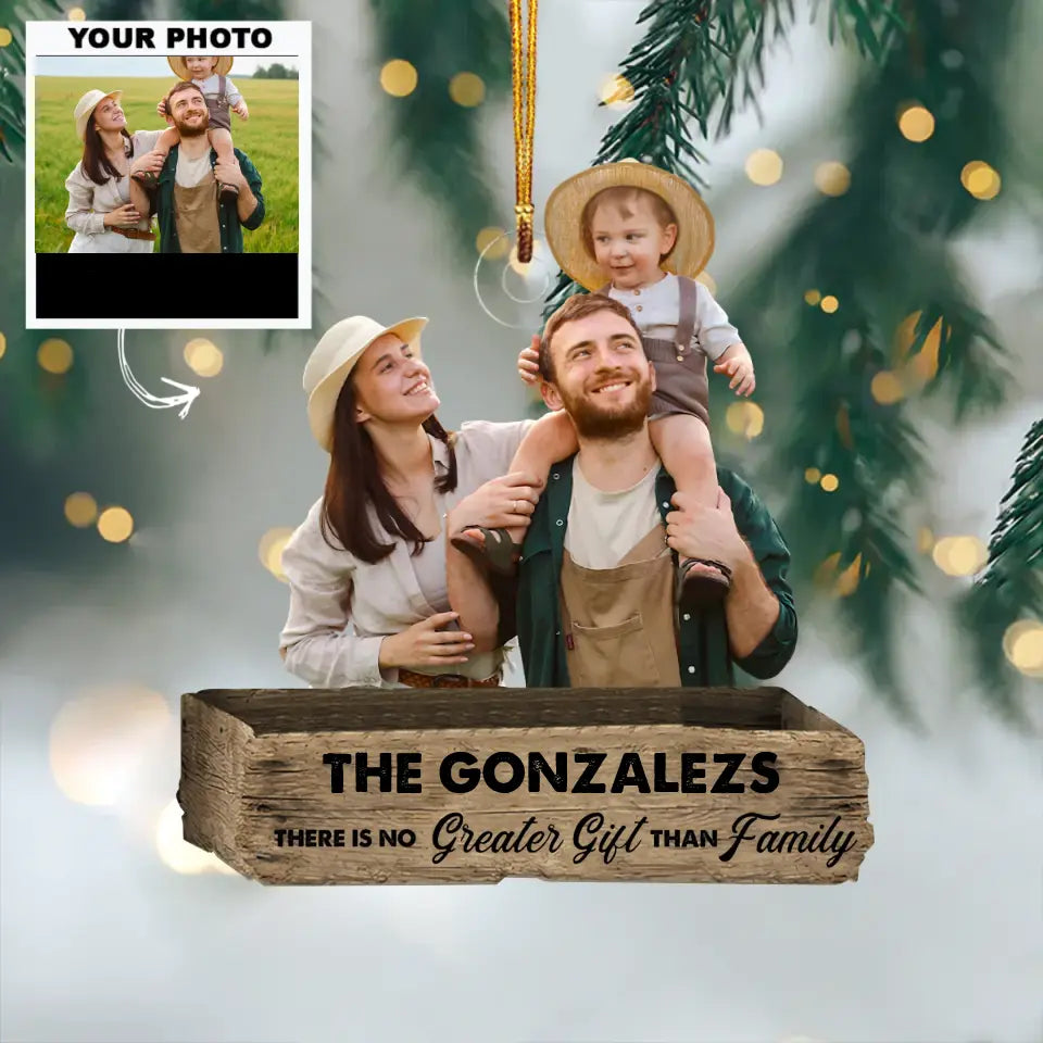 There Is No Greater Gift Than Family - Personalized Custom Photo Mica Ornament - Christmas Gift For Family, Family Members AGCHT003