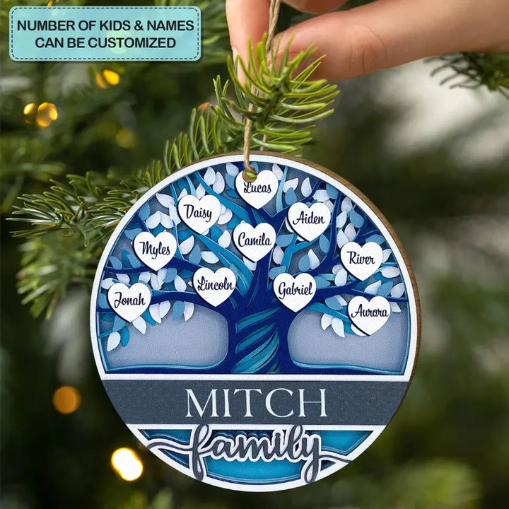 Family Tree - Personalized Custom Wooden Ornament - Christmas Gift For Family, Family Members