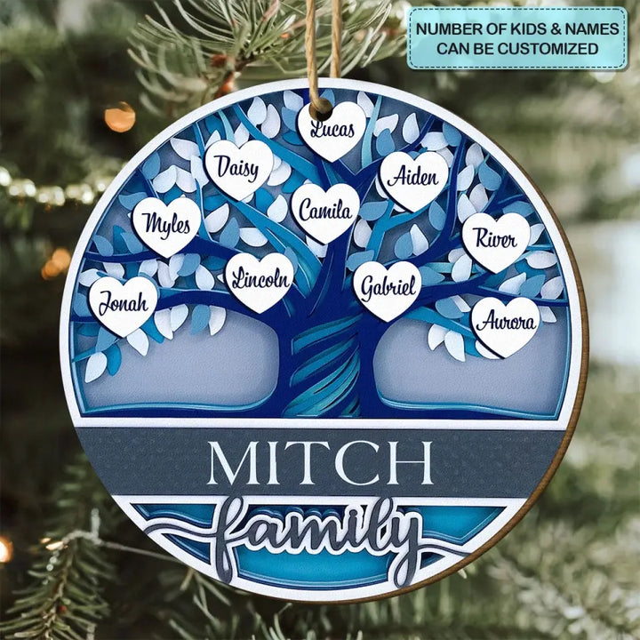 Family Tree - Personalized Custom Wooden Ornament - Christmas Gift For Family, Family Members