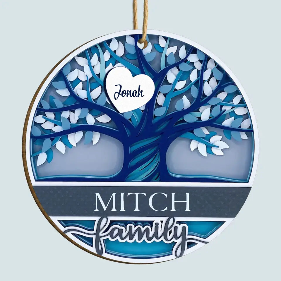 Family Tree - Personalized Custom Wooden Ornament - Christmas Gift For Family, Family Members