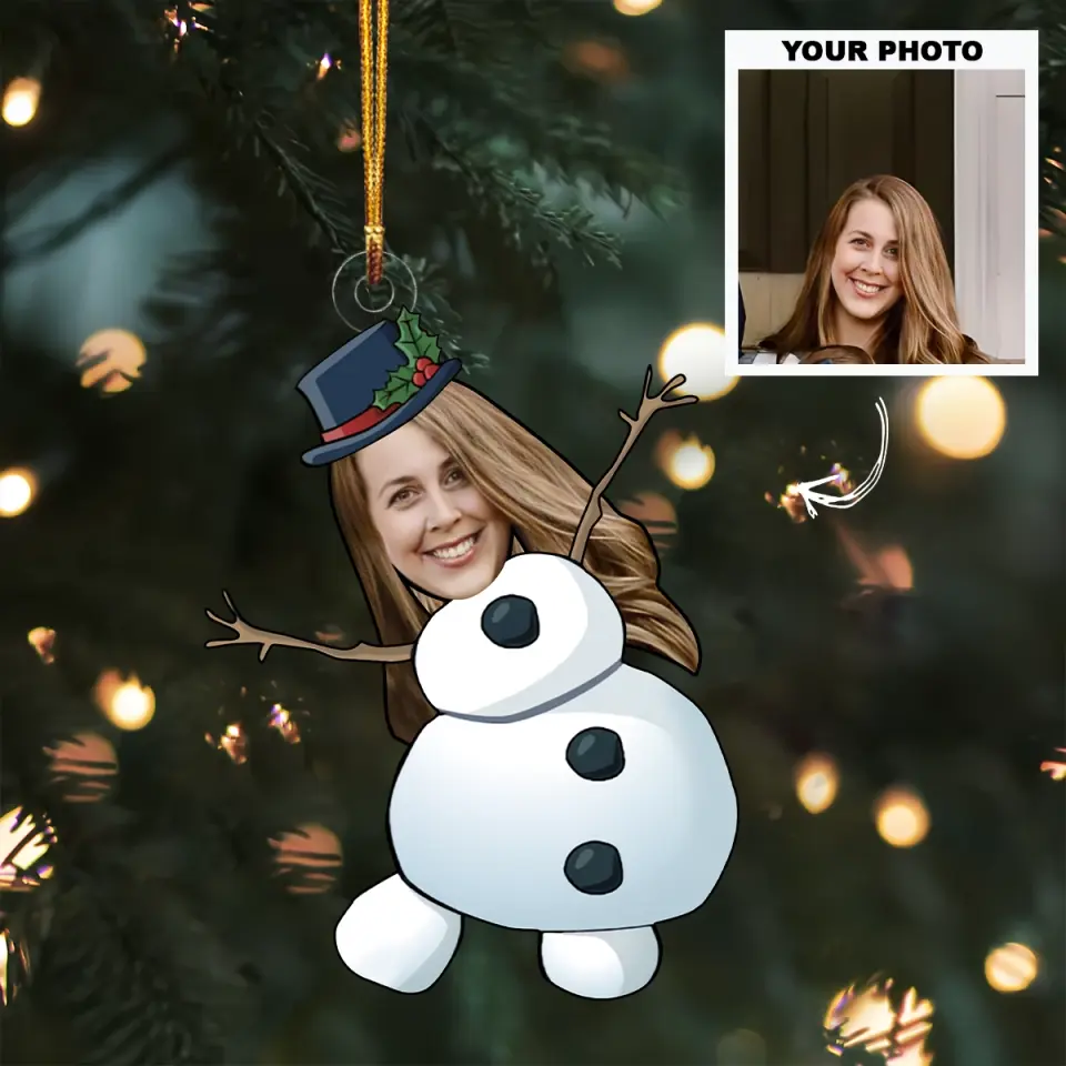 Snowman Family - Personalized Custom Photo Mica Ornament - Christmas Gift For Family Members AGCVP006