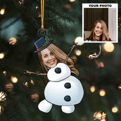 Snowman Family - Personalized Custom Photo Mica Ornament - Christmas Gift For Family Members AGCVP006