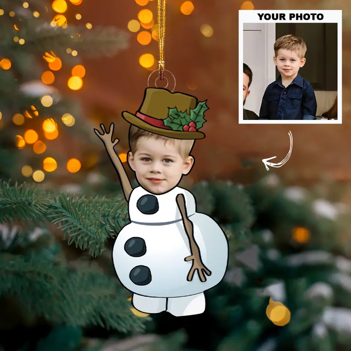 Snowman Family - Personalized Custom Photo Mica Ornament - Christmas Gift For Family Members AGCVP006