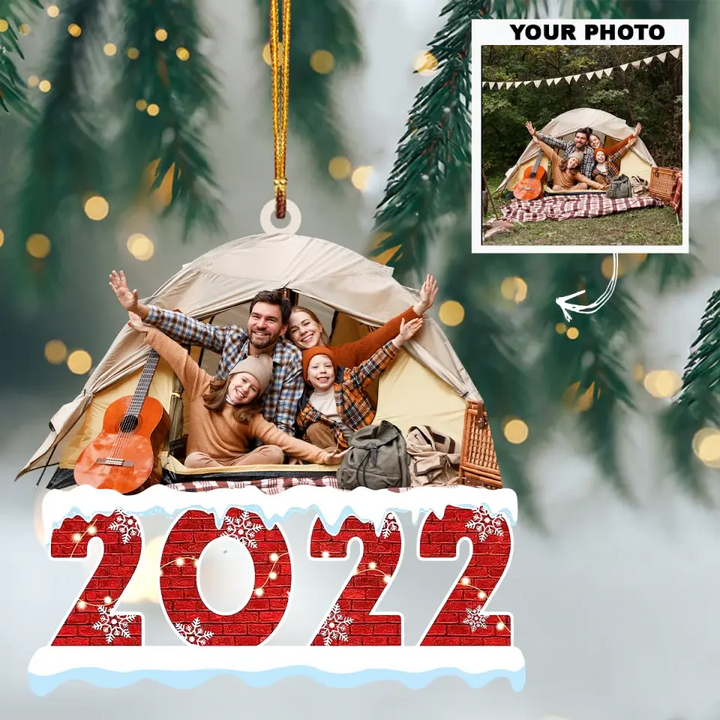 Personalized Photo Mica Ornament - Gift For Camping Lover - Happy Campers ARND0014 AGCPD010