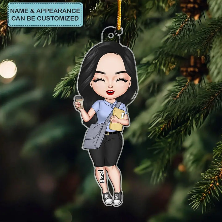 Postal Worker Chibi Ornament - Personalized Custom Mica Ornament - Christmas Gift For Postal Worker CLA0DM007
