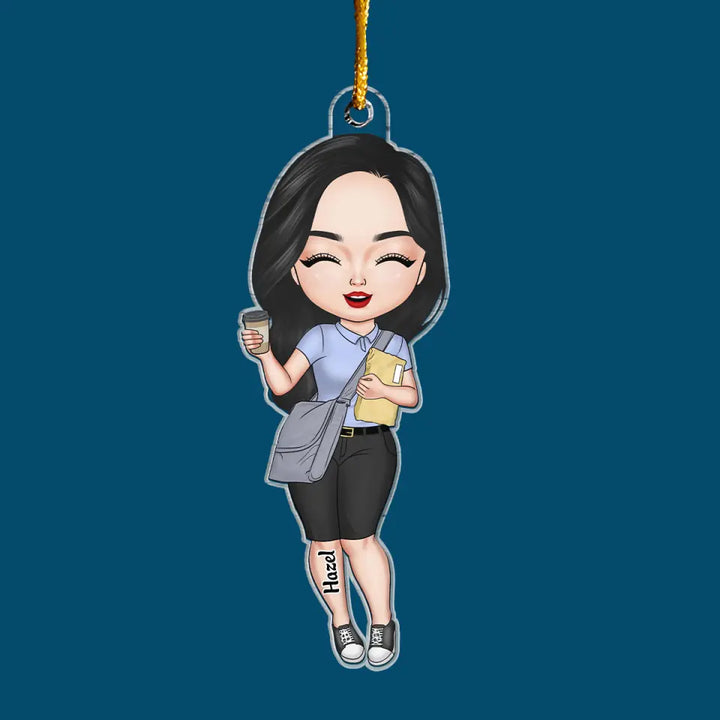 Postal Worker Chibi Ornament - Personalized Custom Mica Ornament - Christmas Gift For Postal Worker CLA0DM007