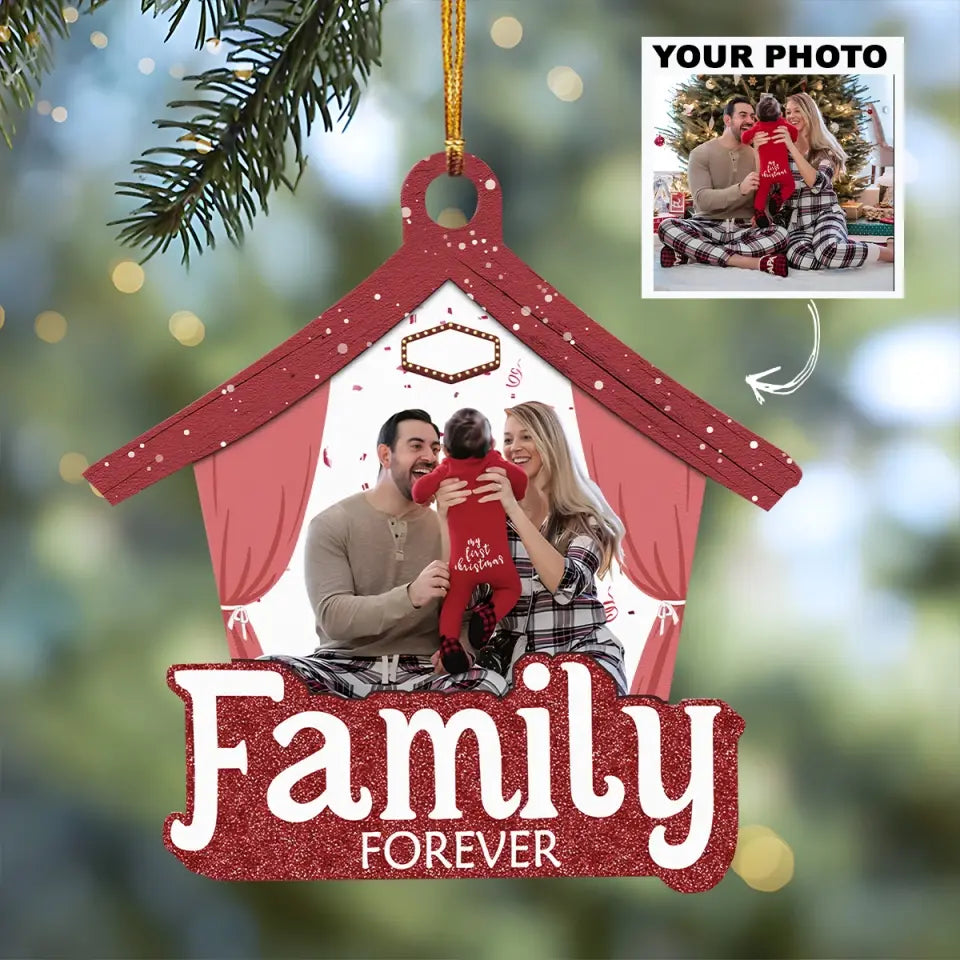 Family Forever - Personalized Custom Photo Mica Ornament - Christmas Gift For Family, Family Members AGCHD055