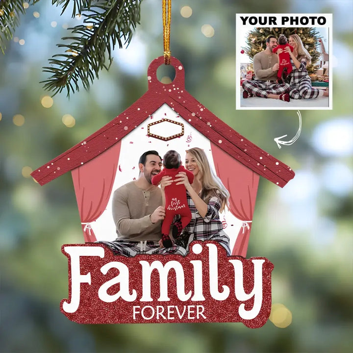 Family Forever - Personalized Custom Photo Mica Ornament - Christmas Gift For Family, Family Members AGCHD055