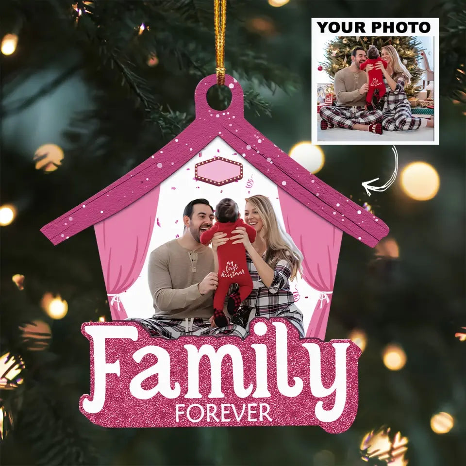 Family Forever - Personalized Custom Photo Mica Ornament - Christmas Gift For Family, Family Members AGCHD055