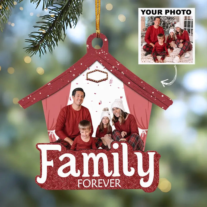 Family Forever - Personalized Custom Photo Mica Ornament - Christmas Gift For Family, Family Members AGCHD055