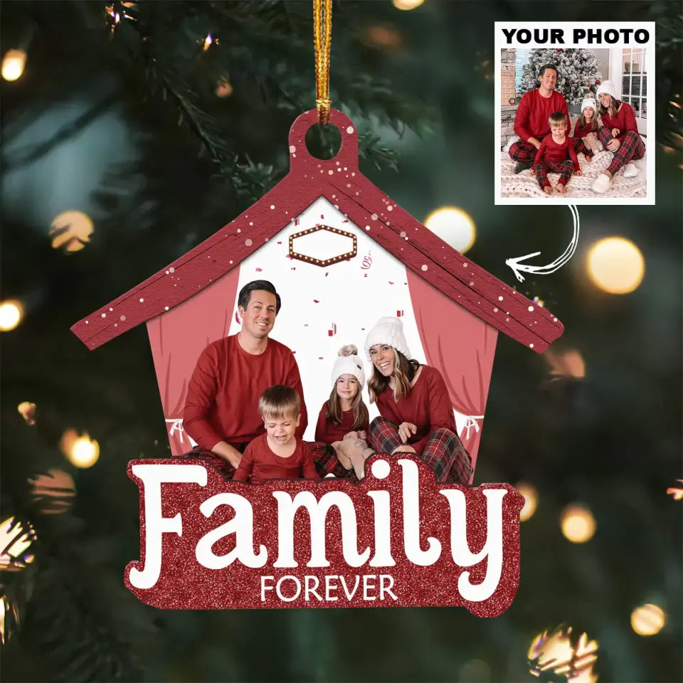 Family Forever - Personalized Custom Photo Mica Ornament - Christmas Gift For Family, Family Members AGCHD055
