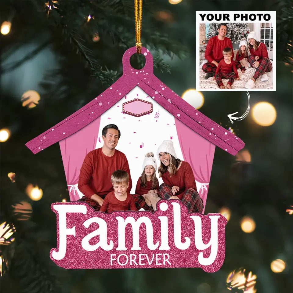 Family Forever - Personalized Custom Photo Mica Ornament - Christmas Gift For Family, Family Members AGCHD055