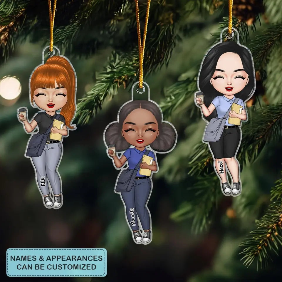 Postal Worker Chibi Ornament - Personalized Custom Mica Ornament - Christmas Gift For Postal Worker CLA0DM007