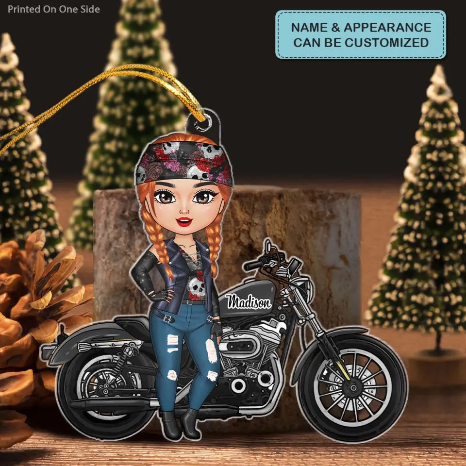 Motorcycling Girl - Personalized Custom Mica Ornament - Christmas Gift For Motorcycling Lover CLA0HD013