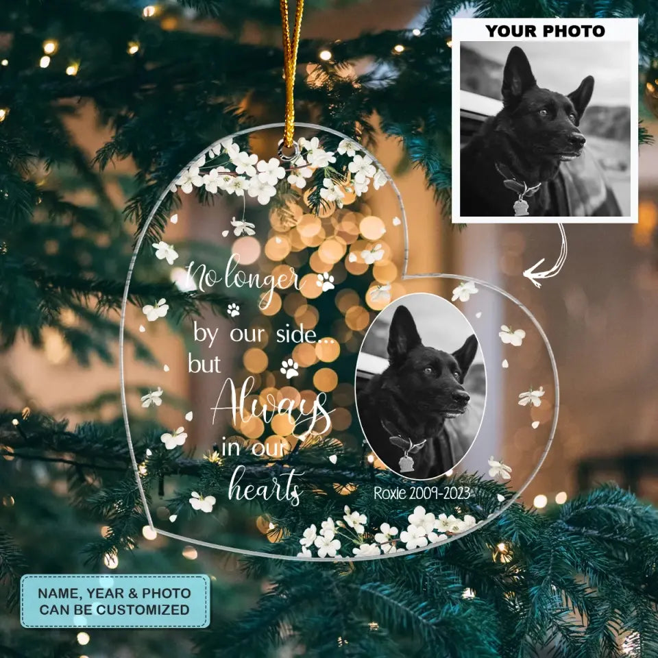 Always In Our Hearts - Personalized Custom Photo Mica Ornament - Memorial, Christmas Gift For Pet Lovers, Pet Owners