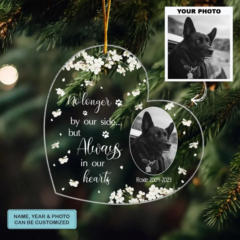 Always In Our Hearts - Personalized Custom Photo Mica Ornament - Memorial, Christmas Gift For Pet Lovers, Pet Owners