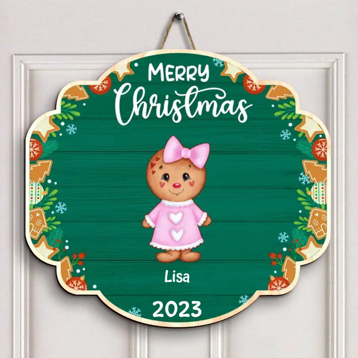 Merry Christmas Cookie 2023 - Personalized Custom Door Sign - Christmas Gift For Family, Family Members, Mom, Grandma