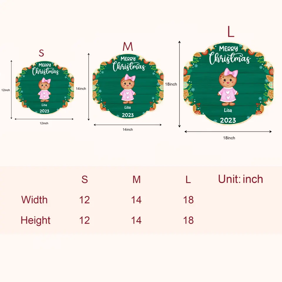 Merry Christmas Cookie 2023 - Personalized Custom Door Sign - Christmas Gift For Family, Family Members, Mom, Grandma