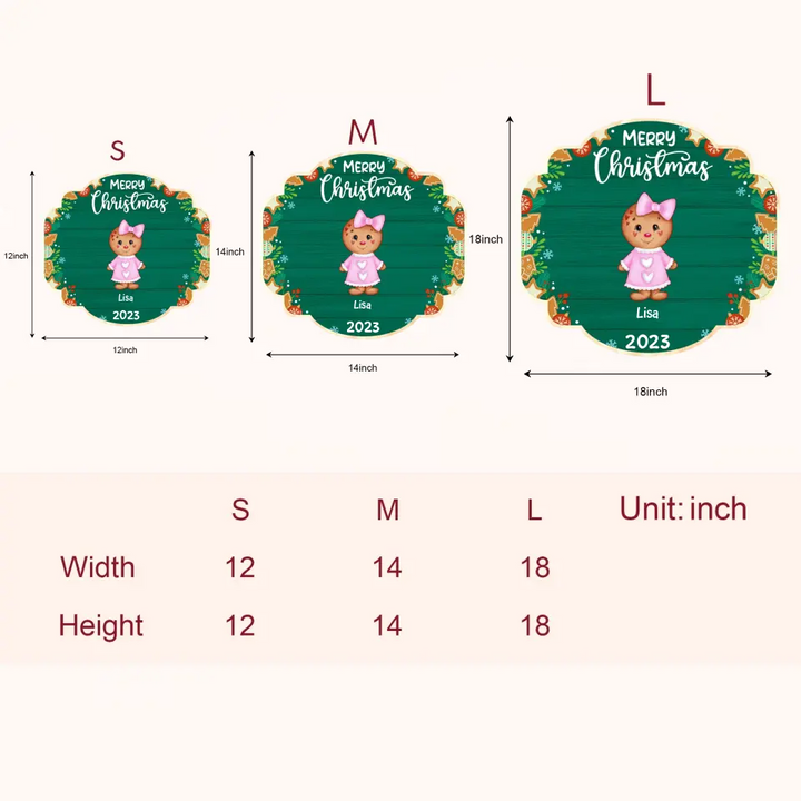 Merry Christmas Cookie 2023 - Personalized Custom Door Sign - Christmas Gift For Family, Family Members, Mom, Grandma