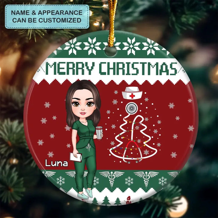 Christmas Nurse - Personalized Custom Ceramic Ornament - Nurse's Day, Appreciation, Christmas Gift For Nurse