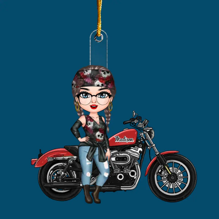 Motorcycling Girl - Personalized Custom Mica Ornament - Christmas Gift For Motorcycling Lover CLA0HD013