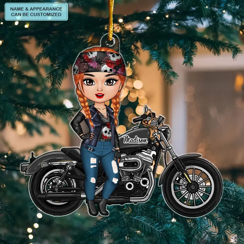 Motorcycling Girl - Personalized Custom Mica Ornament - Christmas Gift For Motorcycling Lover CLA0HD013