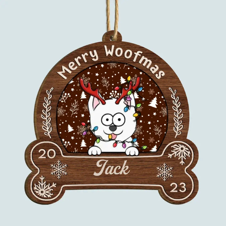 Merry Woofmas - Personalized Custom Wooden Ornament - Christmas Gift For Dog Mom, Dog Dad, Dog Lover, Dog Owner