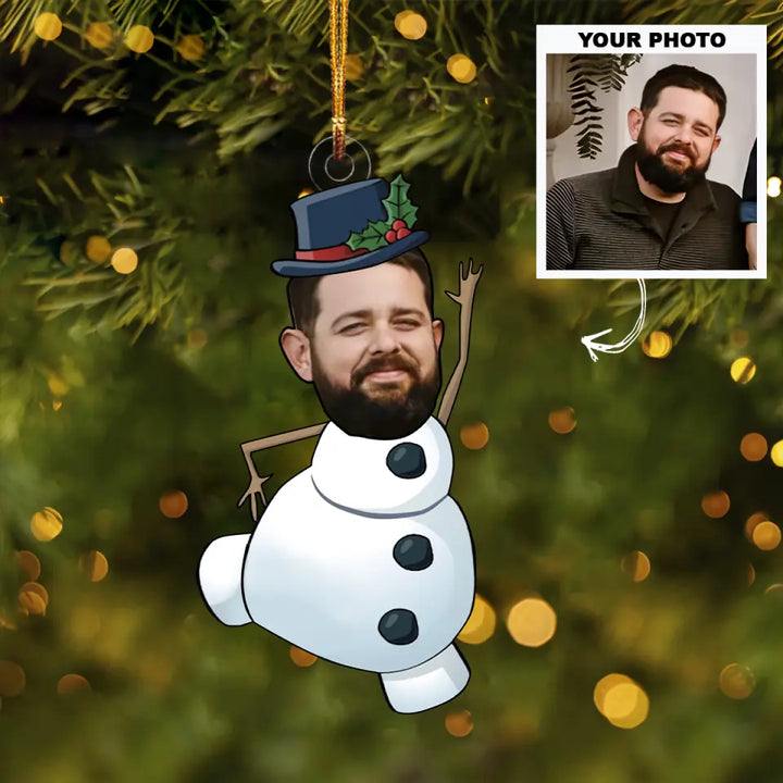Snowman Family - Personalized Custom Photo Mica Ornament - Christmas Gift For Family Members AGCVP006