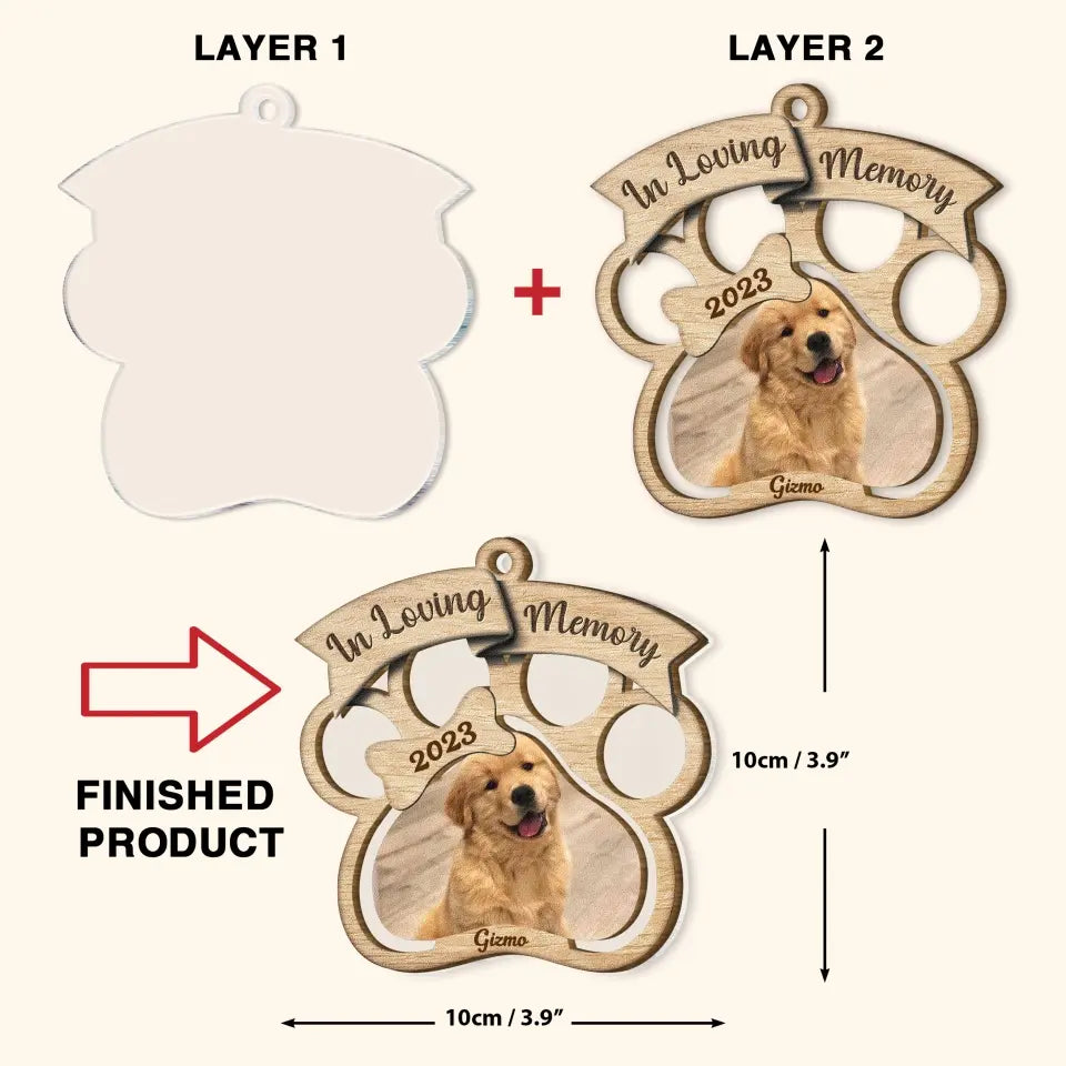 In Loving Memory - Personalized Custom 2-Layer Mix Ornament - Memorial Gift For Dog Mom, Dog Dad, Pet Lovers