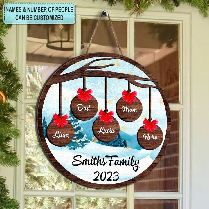 Merry Christmas My Family - Personalized Custom Door Sign - Christmas Gift For Family, Family Members, Grandma, Grandpa