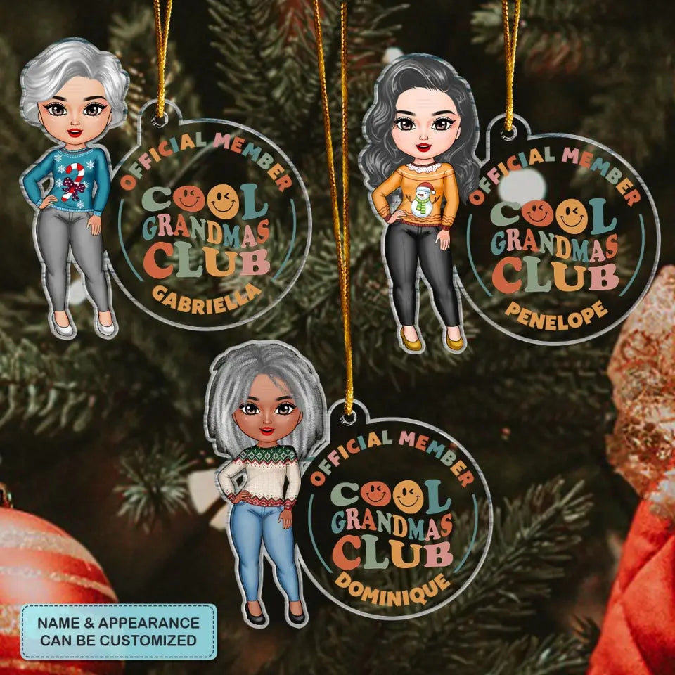 Cool Grandmas Club - Personalized Custom Mica Ornament - Christmas Gift For Family Members, Mom, Grandma CLA0VP006