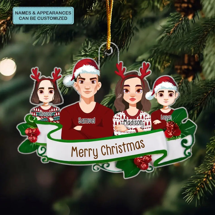 Christmas Family - Personalized Custom Mica Ornament - Christmas Gift For Family, Dad, Mom, Family Members CLA0VP007