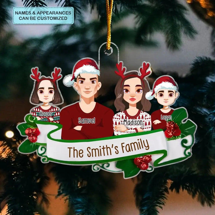 Christmas Family - Personalized Custom Mica Ornament - Christmas Gift For Family, Dad, Mom, Family Members CLA0VP007