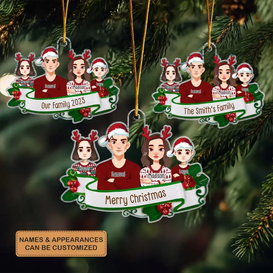 Christmas Family - Personalized Custom Mica Ornament - Christmas Gift For Family, Dad, Mom, Family Members CLA0VP007