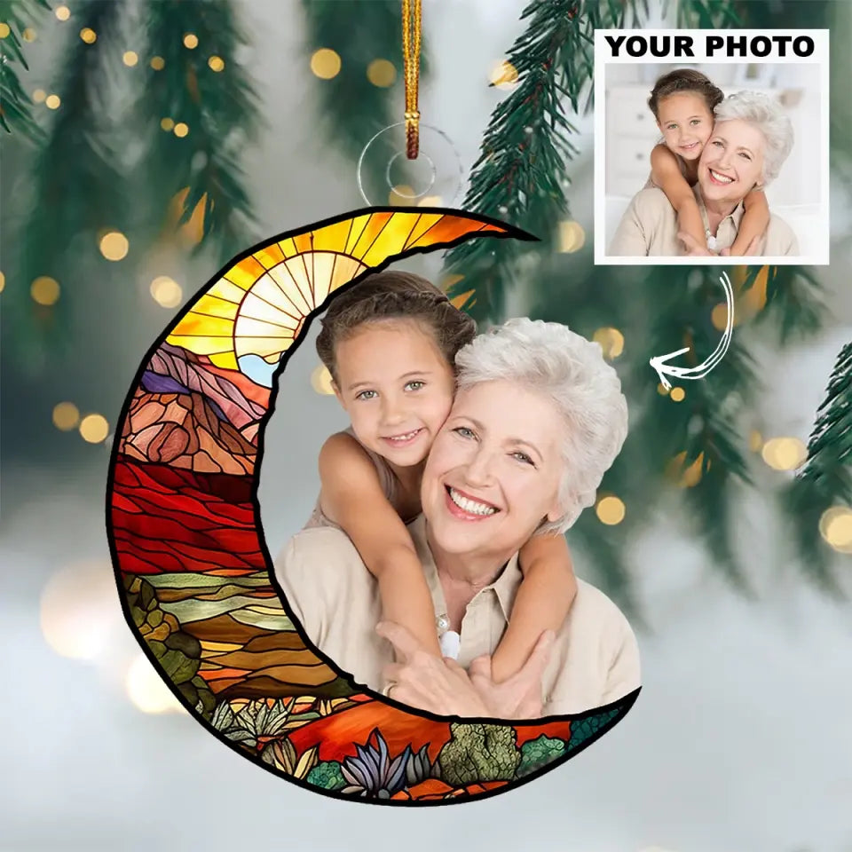 Love You To The Moon And Back - Personalized Custom Photo Mica Ornament - Christmas Gift For Family Members AGCPD064