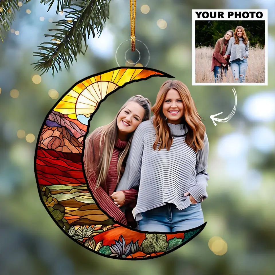 Love You To The Moon And Back - Personalized Custom Photo Mica Ornament - Christmas Gift For Family Members AGCPD064