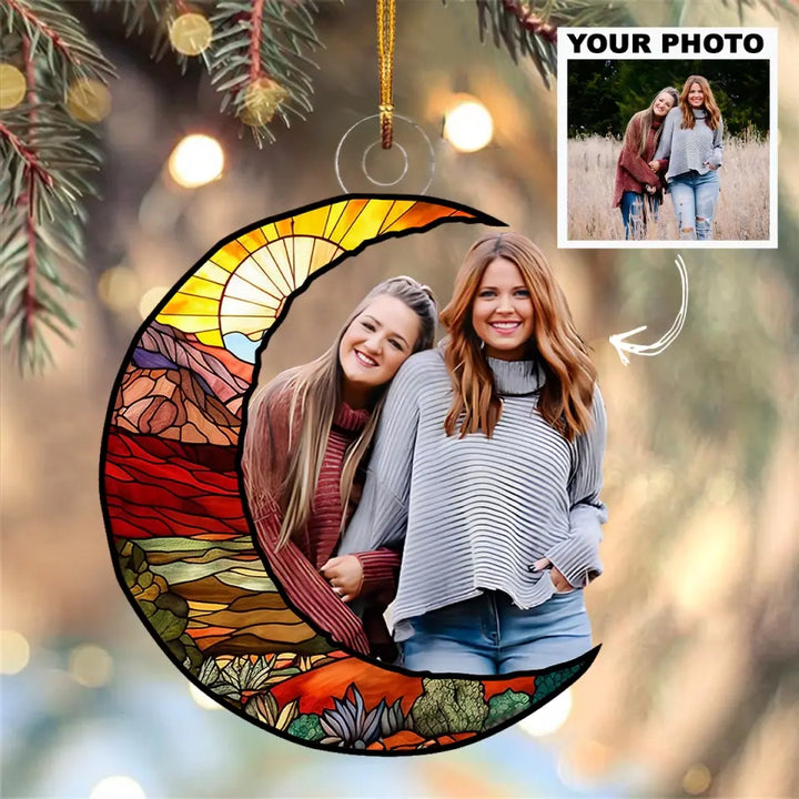 Love You To The Moon And Back - Personalized Custom Photo Mica Ornament - Christmas Gift For Family Members AGCPD064